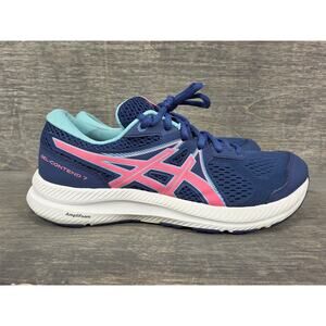 Asics Gel Contend 7 Navy Blue Pink Running Shoes Size 9 Womens